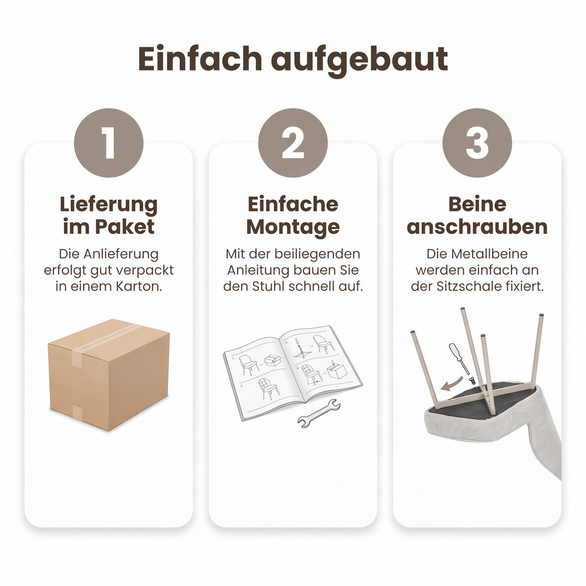 STUHL-SET 2 Stück  Chenille  Beige  - Beige, MODERN, Textil/Metall (48/84/62cm) - MID.YOU