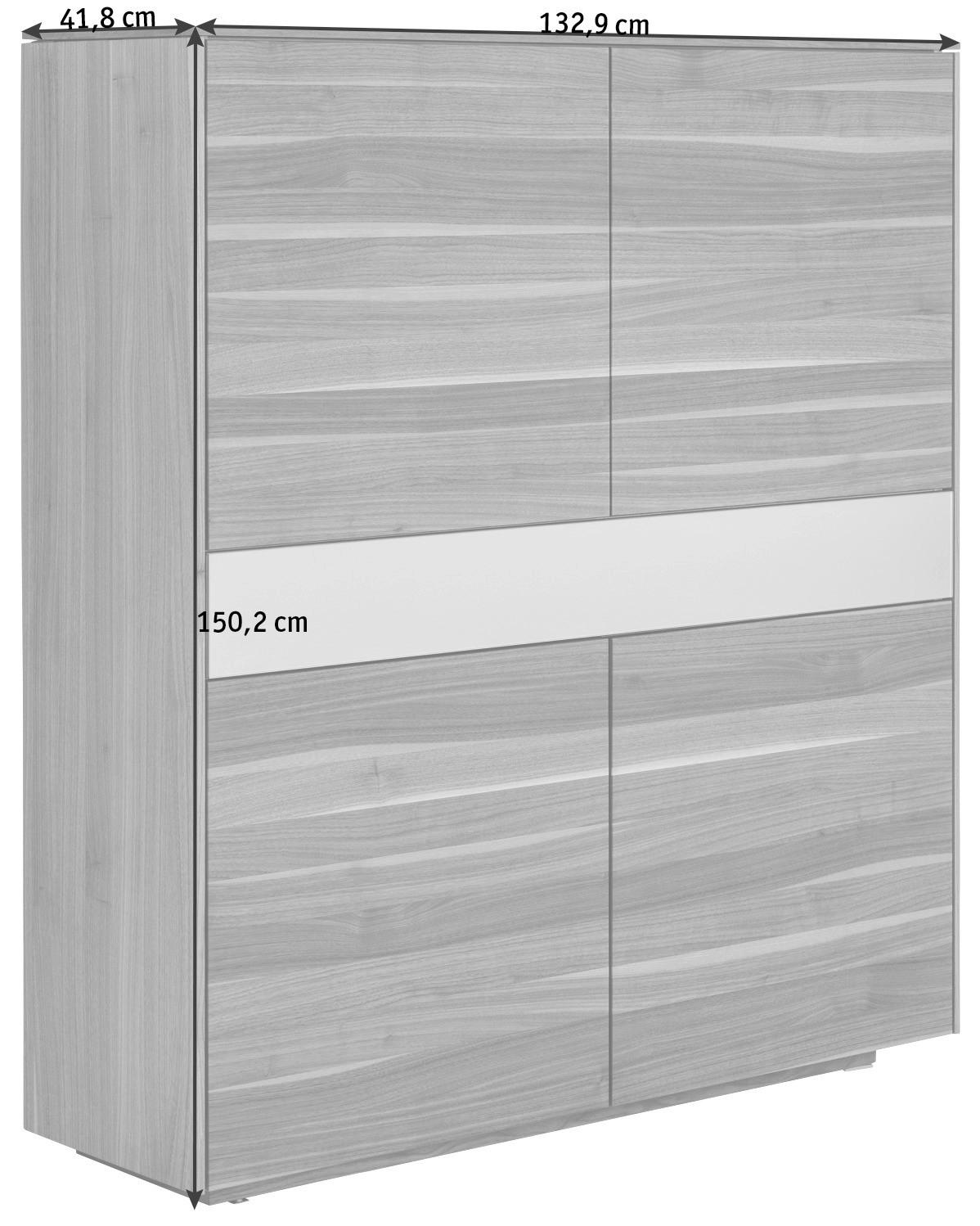 HIGHBOARD  in 132,9/150,2/41,8 cm  - Nussbaumfarben/Bronzefarben, Design, Glas/Holz (132,9/150,2/41,8cm) - Team 7