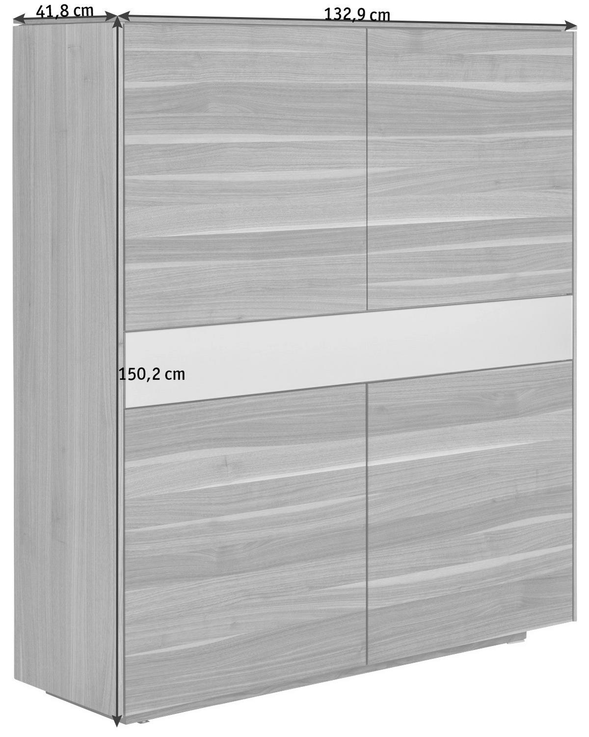 HIGHBOARD  in 132,9/150,2/41,8 cm  - Nussbaumfarben/Bronzefarben, Design, Glas/Holz (132,9/150,2/41,8cm) - TEAM 7