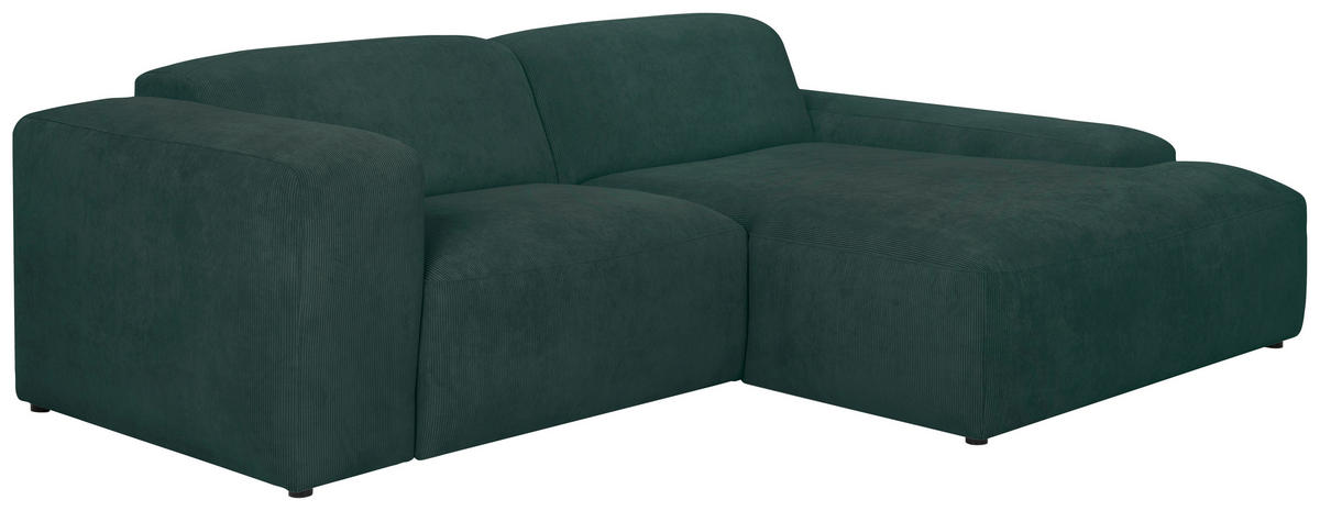 ECKSOFA HANNAH Grün Cord  - Schwarz/Grün, Design, Kunststoff/Textil (252/170cm) - MID.YOU