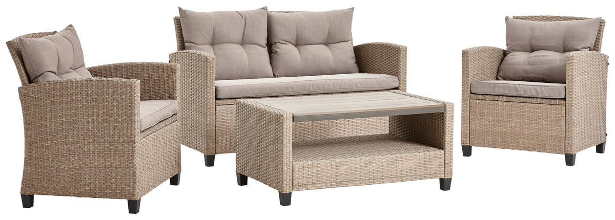 LOUNGEGARNITUR Stahl  - Beige/Grau, MODERN, Kunststoff/Textil (124/76/67cm) - Ambia Garden