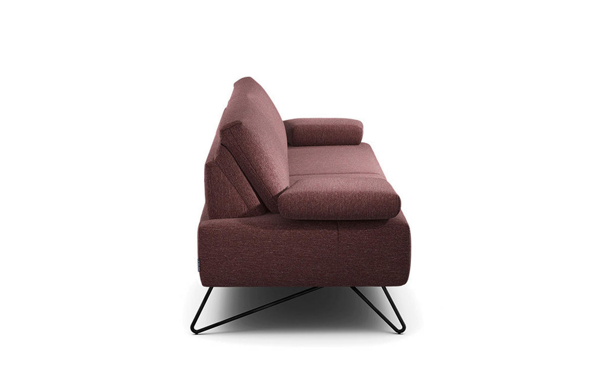 2,5-SITZER in Chenille Rot  - Rot/Schwarz, Design, Textil/Metall (204-234/85/86-94cm) - SENSOO