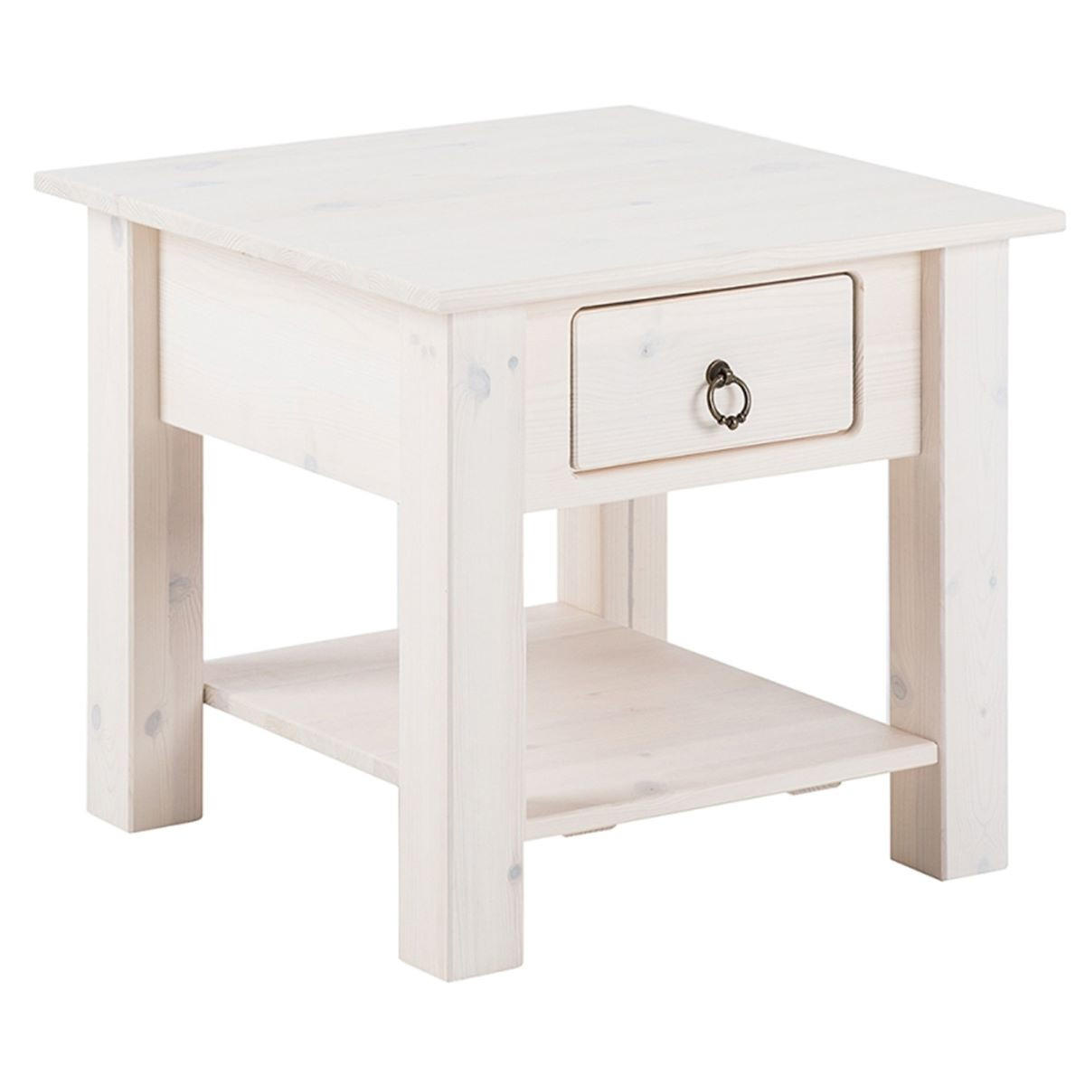 COUCHTISCH Kiefer massiv 50/45/50 cm rechteckig Weiß  - Bronzefarben/Weiß, Design, Holz/Metall (50/45/50cm) - MID.YOU