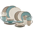 KOMBISERVICE Urban Life 24-teilig - Türkis/Taupe, Design, Keramik - Landscape