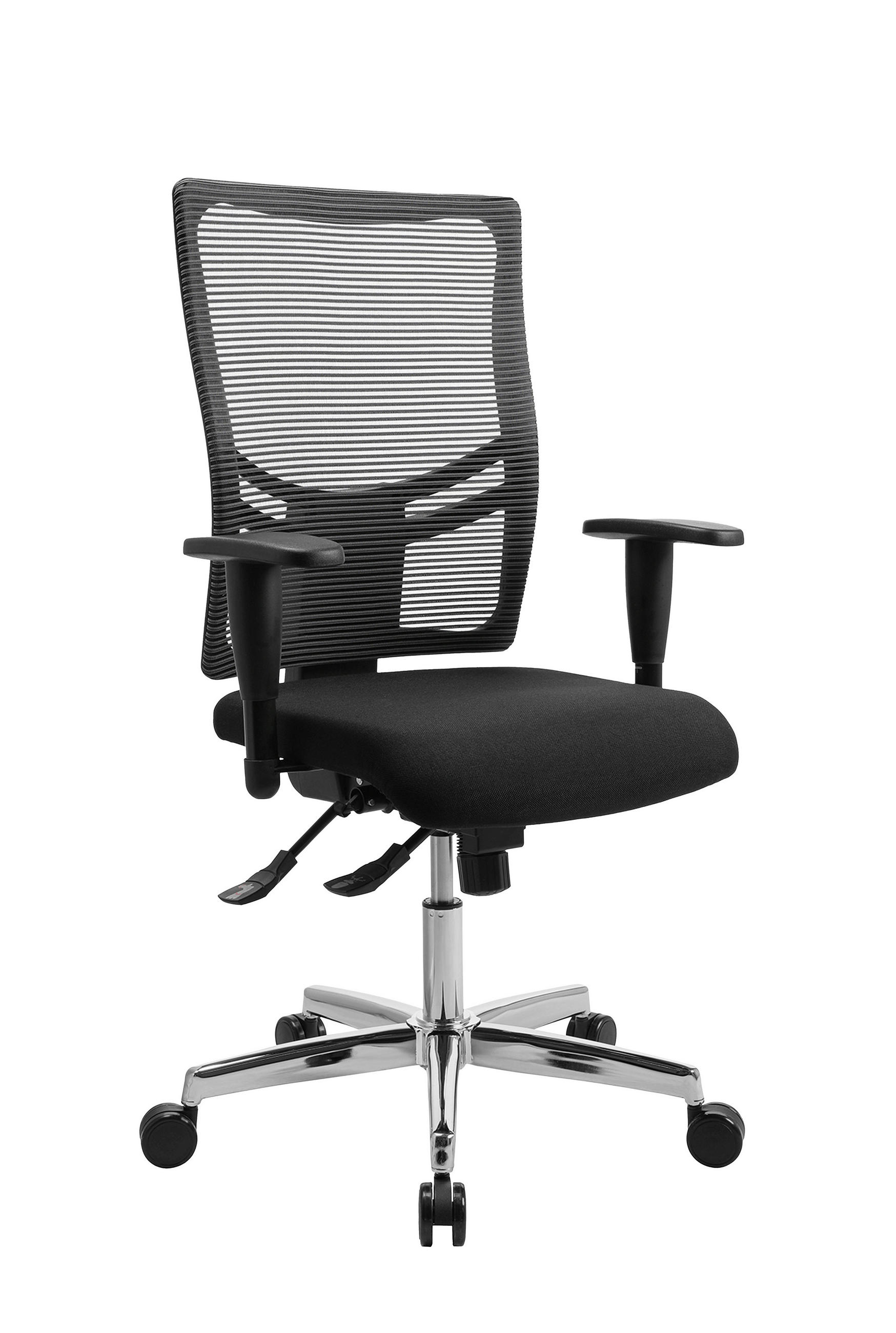 DREHSTUHL Netzbespannung Schwarz  - Chromfarben/Schwarz, Design, Kunststoff/Textil (47,5/100-109/48,5cm) - Topstar