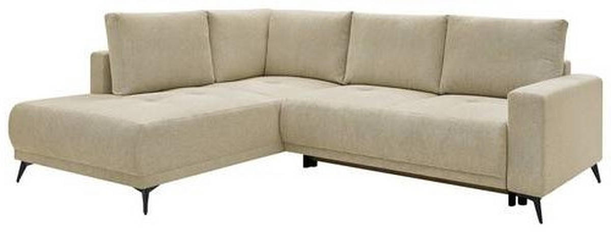 ECKSOFA RAFAEL Hellbraun Struktur Rückenkissen, Bettkasten  - Hellbraun/Schwarz, Design, Textil/Metall (218/269cm) - P & B