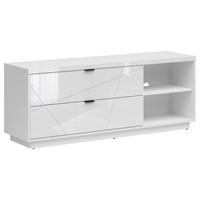 Comodă Joasă 156/61/42,5 cm  - alb/alb lucios intens, Design, plastic/metal (156/61/42,5cm)