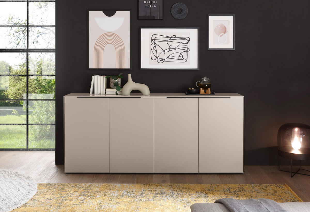 SIDEBOARD  200/87/38 cm  - Kaschmir/Schwarz, Design, Holzwerkstoff/Kunststoff (200/87/38cm) - Voleo