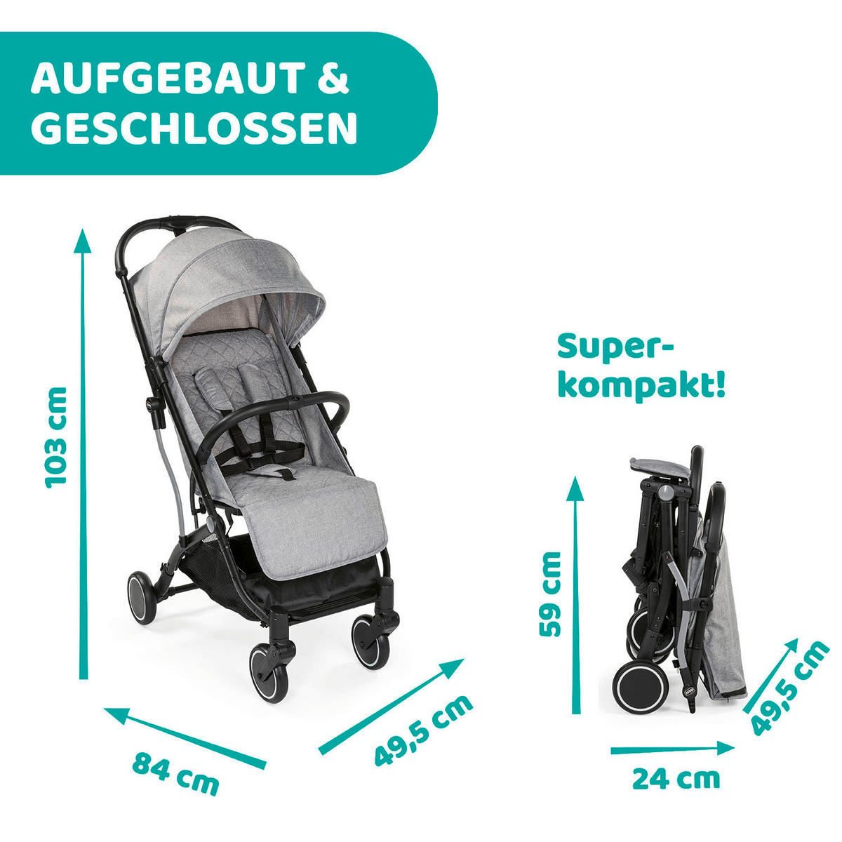 BUGGY TROLLEYME  - Grau, Basics, Metall (49,5/103/84cm) - Chicco