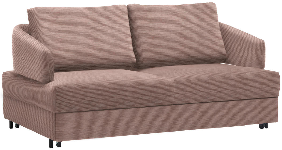 SCHLAFSOFA in Textil Altrosa  - Schwarz/Altrosa, Design, Textil/Metall (172/76-89/112-120cm) - Bali