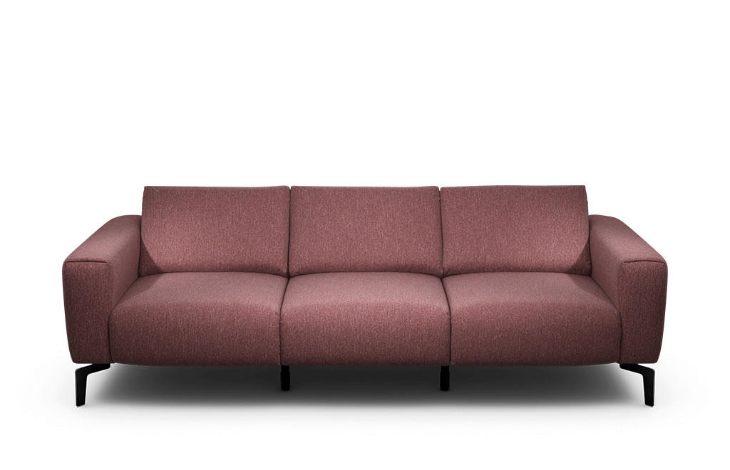 3-SITZER-SOFA Chenille Rot  - Rot/Schwarz, Design, Textil/Metall (250/86/86-94cm) - SENSOO
