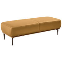HOCKER in Holz, Leder Currygelb  - Currygelb/Bronzefarben, Design, Leder/Holz (151/44/61cm) - Valnatura