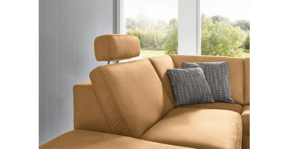 ECKSOFA in Mikrofaser Honig 242/275 cm - Alufarben/Honig, Design, Textil/Metall (242/275cm) - Dieter Knoll