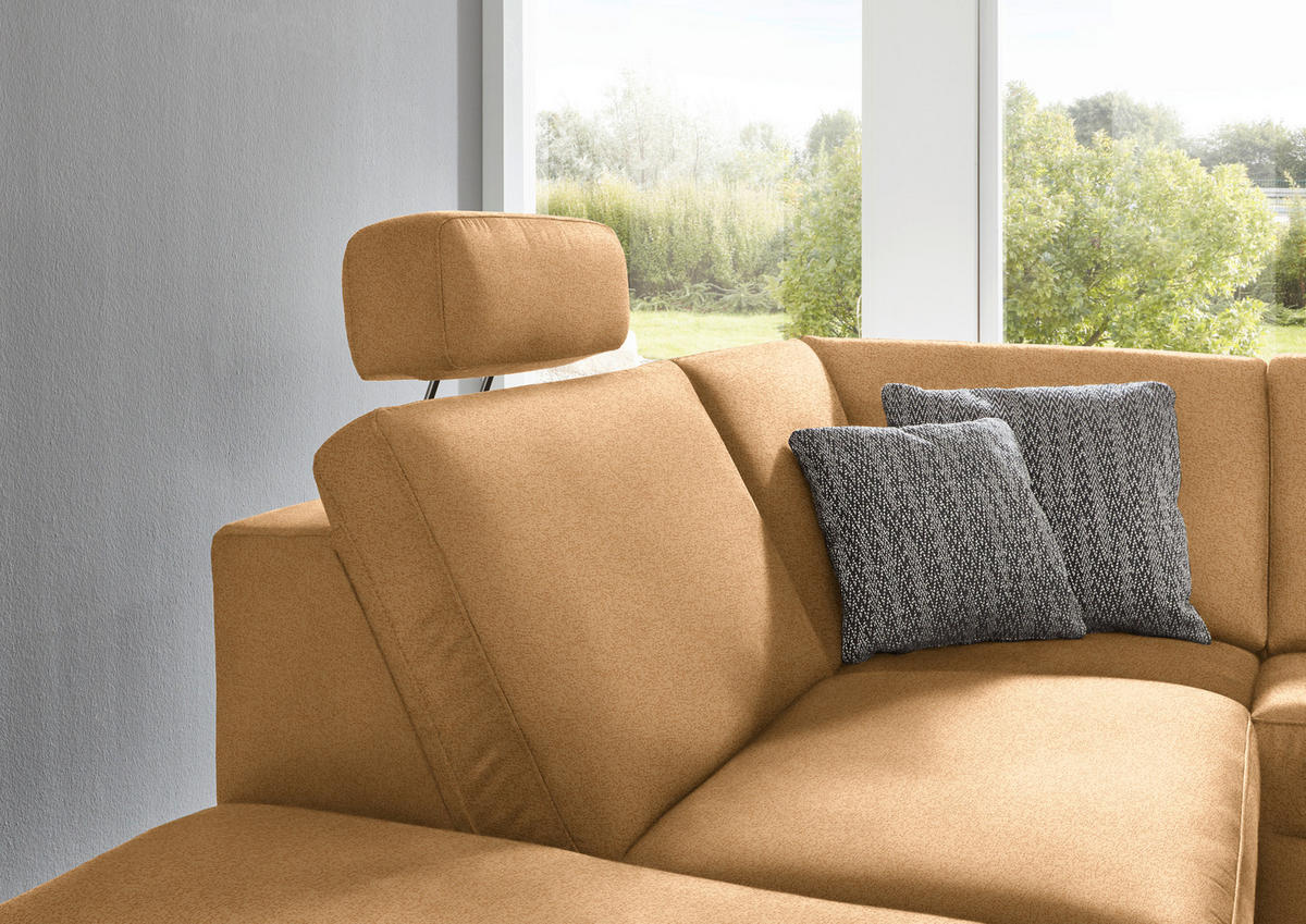 ECKSOFA in Mikrofaser Honig  - Alufarben/Honig, Design, Textil/Metall (242/275cm) - Dieter Knoll