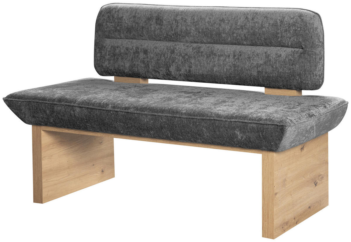 SITZBANK 120/87/67 cm Webstoff Hellgrau  - Eichefarben/Hellgrau, KONVENTIONELL, Textil (120/87/67cm) - James Wood