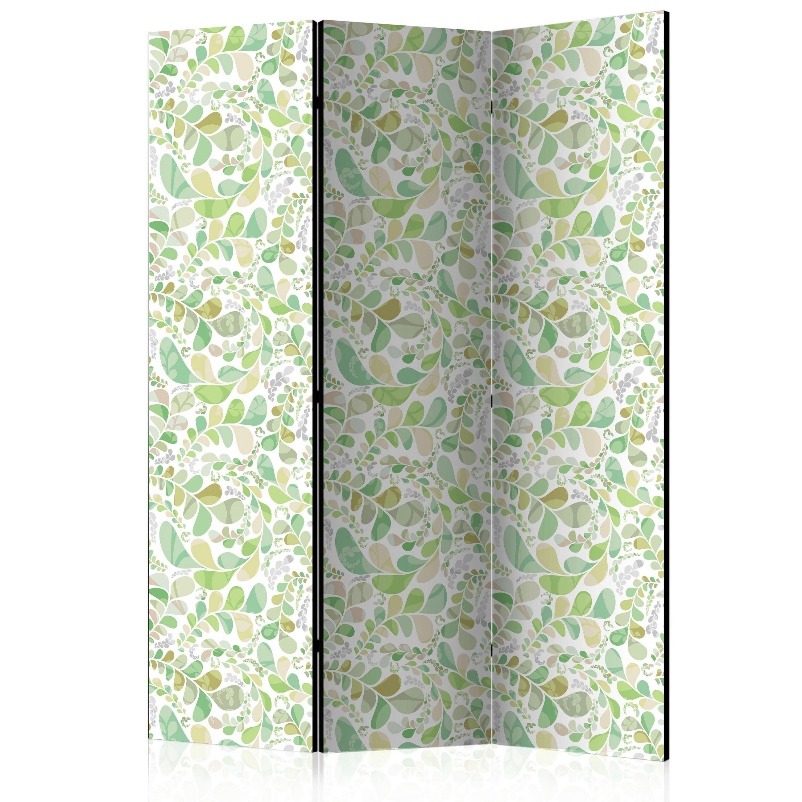SKÄRMVÄGG  i trä, textil  vit, ljusgrön  - vit/ljusgrön, Basics, trä/textil (135/172/3cm) - artgeist