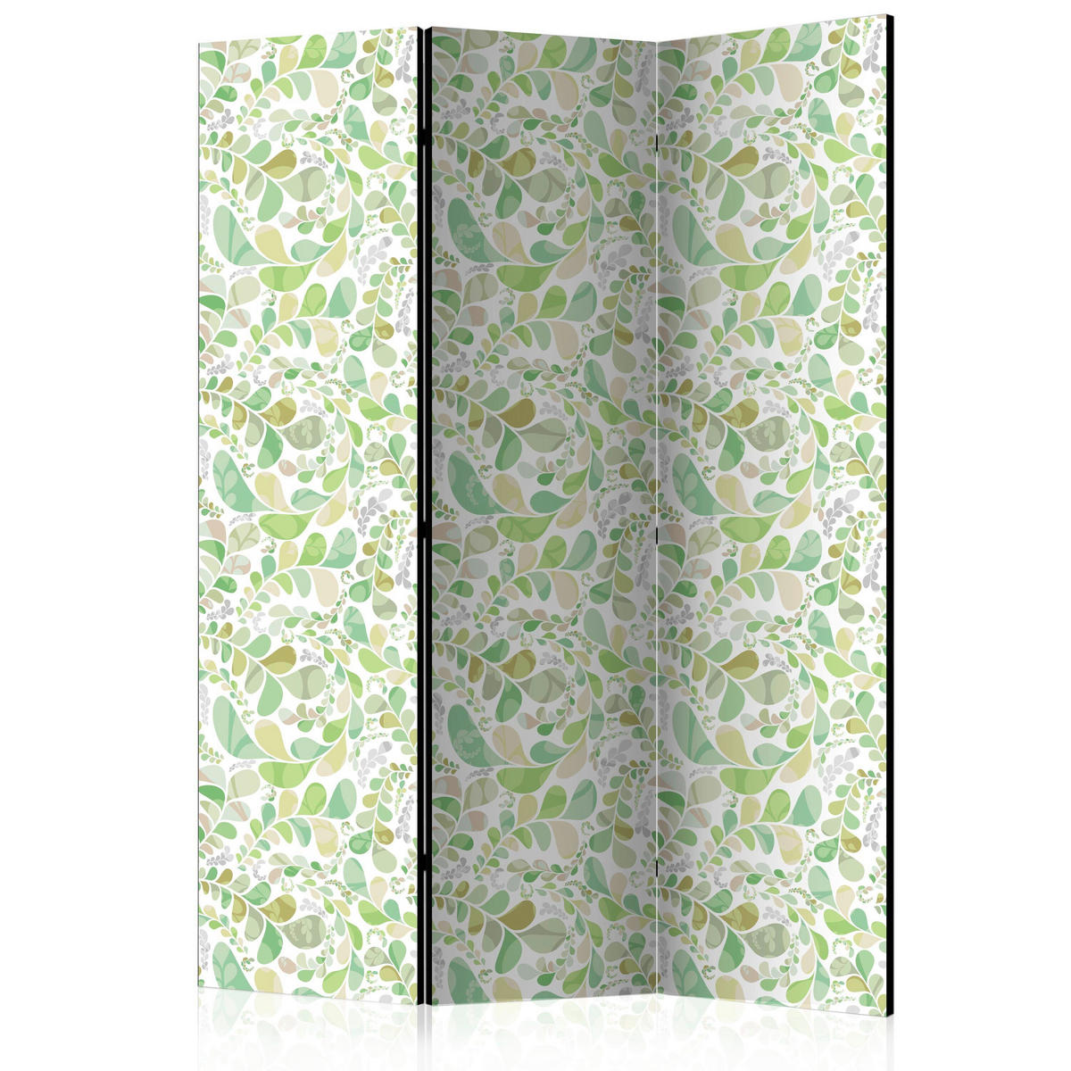 PARAVENT mit 3  Flügel - Weiß/Hellgrün, Basics, Holz/Textil (135/172/3cm) - artgeist