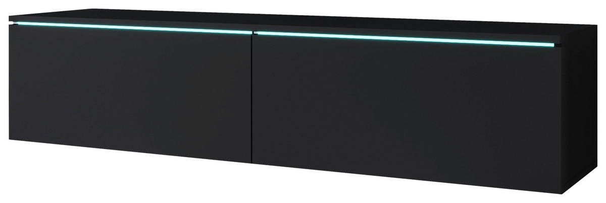 NÍZKÁ KOMODA, barvy grafitu, 140/30/33 cm - šedá/černá, Basics, kompozitní dřevo/plast (140/30/33cm) - P & B