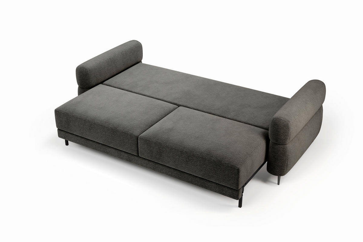 SCHLAFSOFA Nordic in Velours Graphitfarben  - Schwarz/Graphitfarben, Basics, Textil/Metall (232/94/102cm) - Livetastic