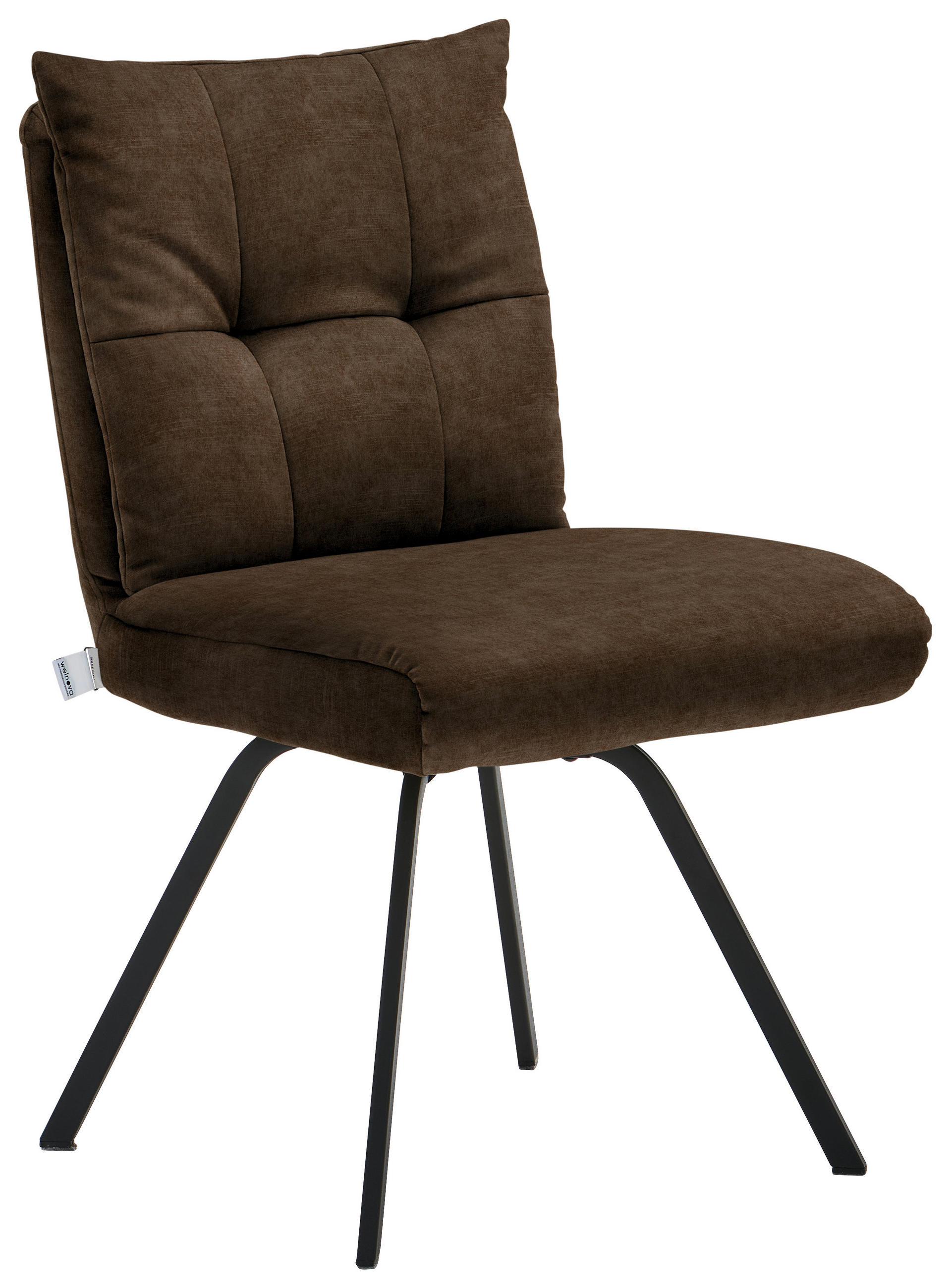 STUHL  in Velours Textil  - Dunkelbraun/Schwarz, Design, Textil/Metall (50/82/68cm) - Welnova