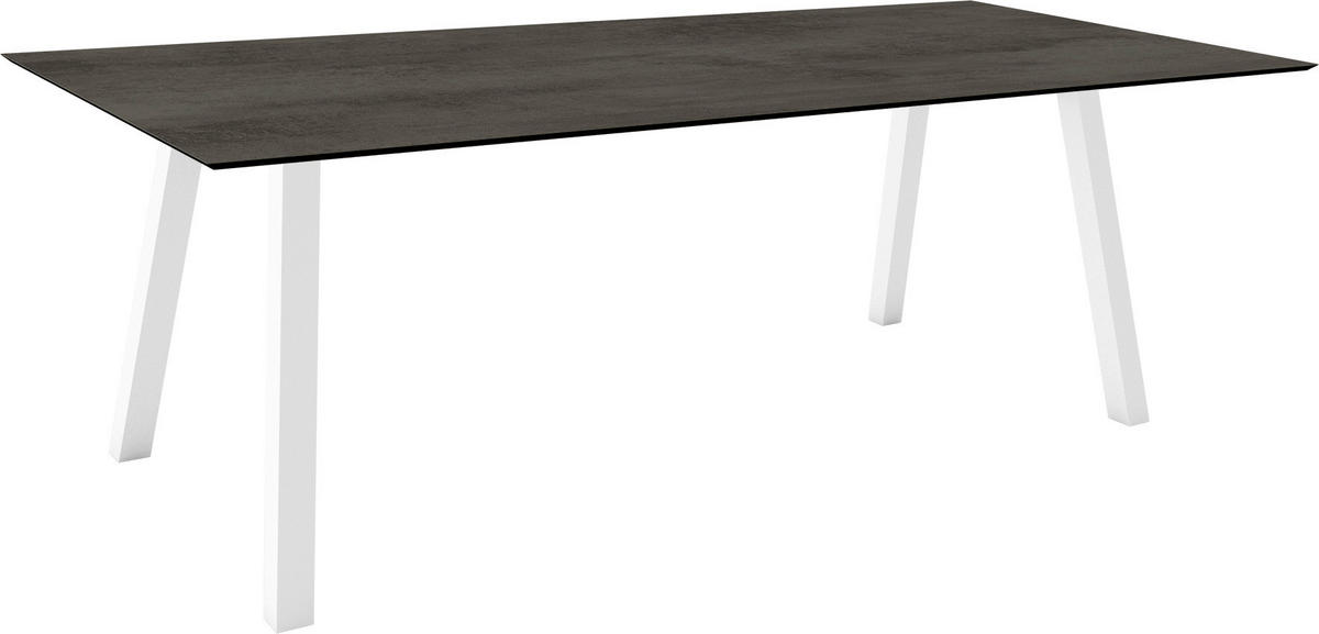 GARTENTISCH Kunststoff Grau rechteckig  - Weiß/Grau, MODERN, Kunststoff/Metall (220/100/75cm) - Stern