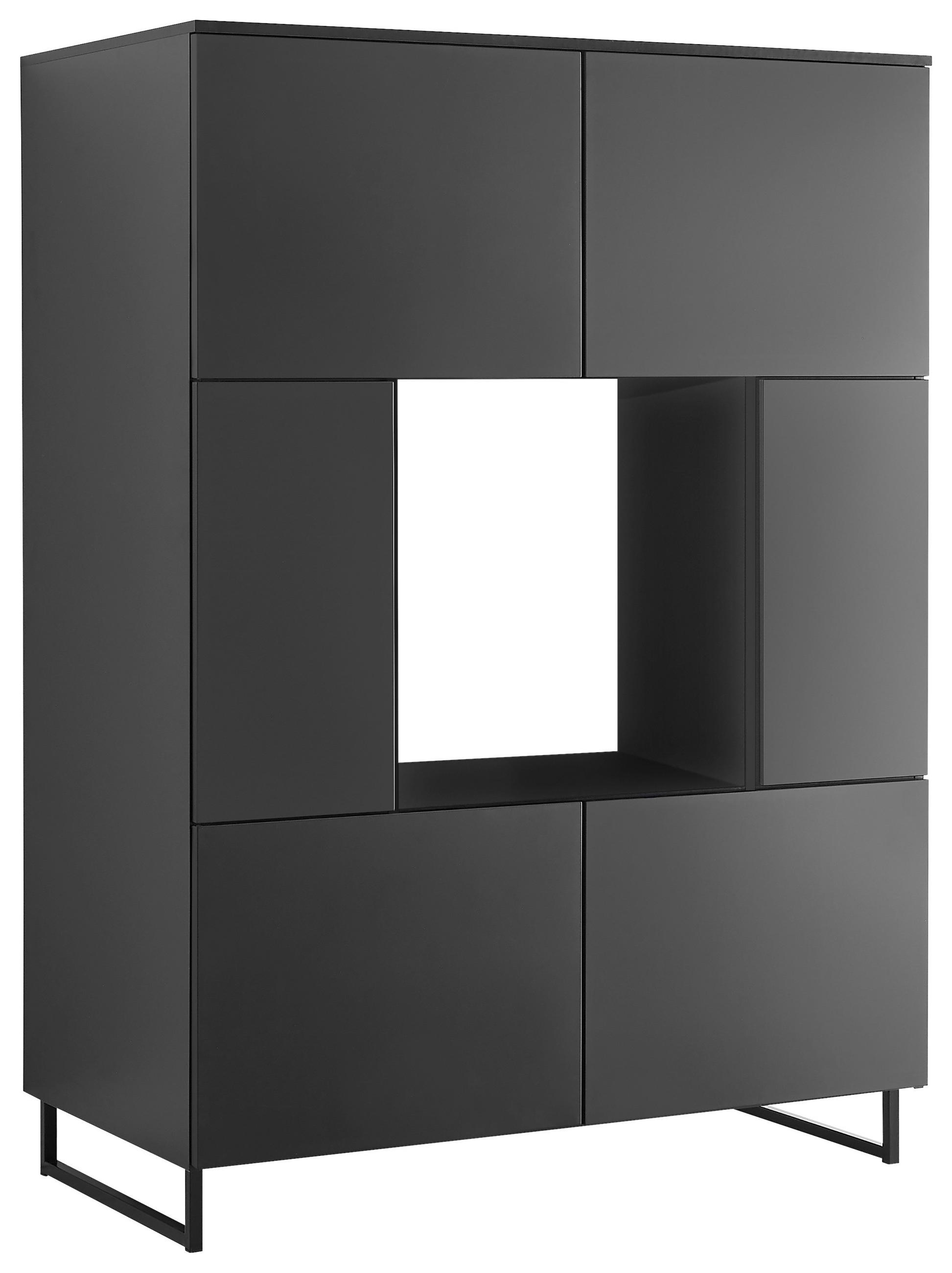 Carryhome Highboard Mosel Weinschrank Schwarz 120x167x59.6 cm