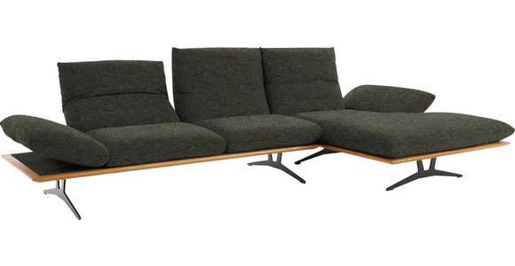 ECKSOFA in Flachgewebe Graubraun  - Graubraun/Schwarz, Design, Holz/Textil (314/159cm) - Dieter Knoll