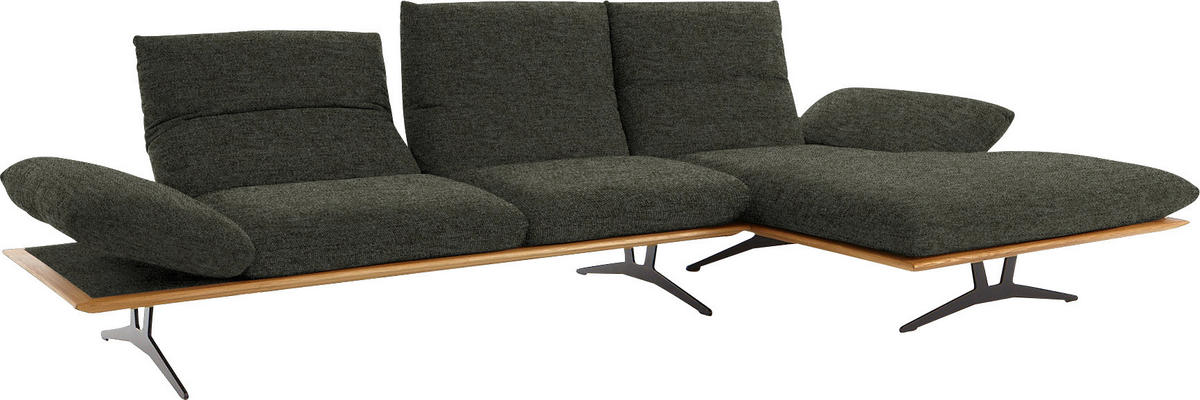 ECKSOFA Flachgewebe Graubraun  - Graubraun/Schwarz, Design, Holz/Textil (314/159cm) - Dieter Knoll