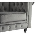 CHESTERFIELD-SOFA Samt Grau, Schwarz  - Schwarz/Grau, Trend, Holz/Textil (165/73/87cm) - Xora