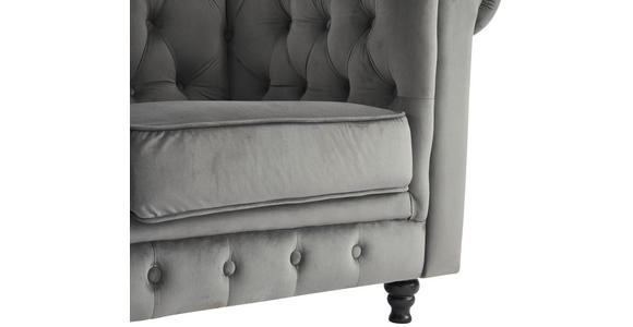 CHESTERFIELD-SOFA Samt Grau  - Schwarz/Grau, Trend, Holz/Textil (165/73/87cm) - Xora