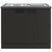 SPÜLENUNTERSCHRANK 100/84,8/60 cm  in Anthrazit  - Anthrazit/Schwarz, Basics, Holzwerkstoff/Metall (100/84,8/60cm) - Optifit