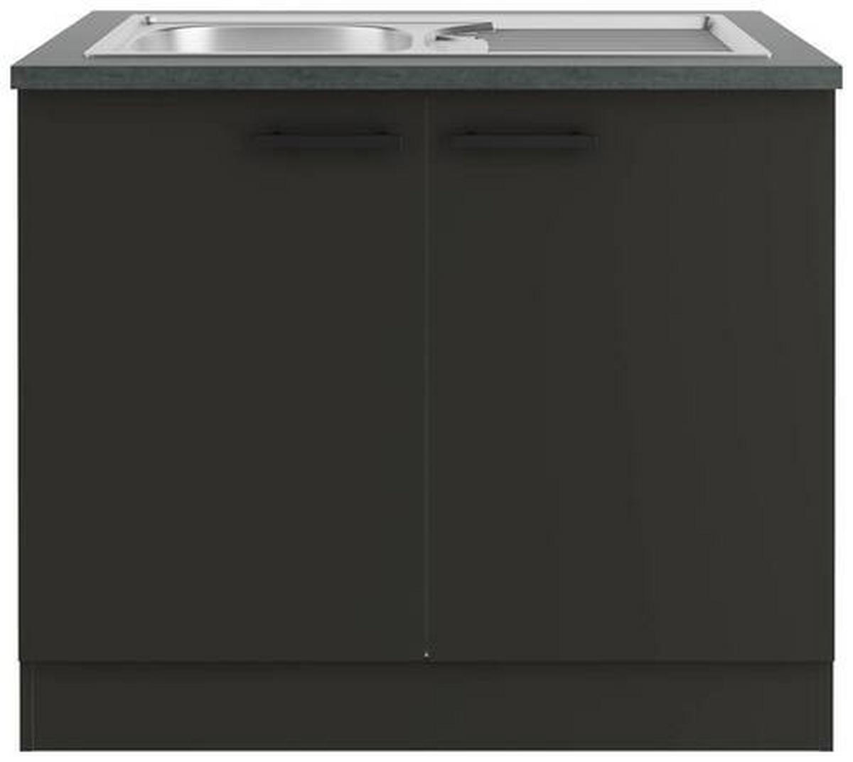 SPÜLENUNTERSCHRANK 100/84,8/60 cm  in Anthrazit  - Anthrazit/Schwarz, Basics, Holzwerkstoff/Metall (100/84,8/60cm) - Optifit