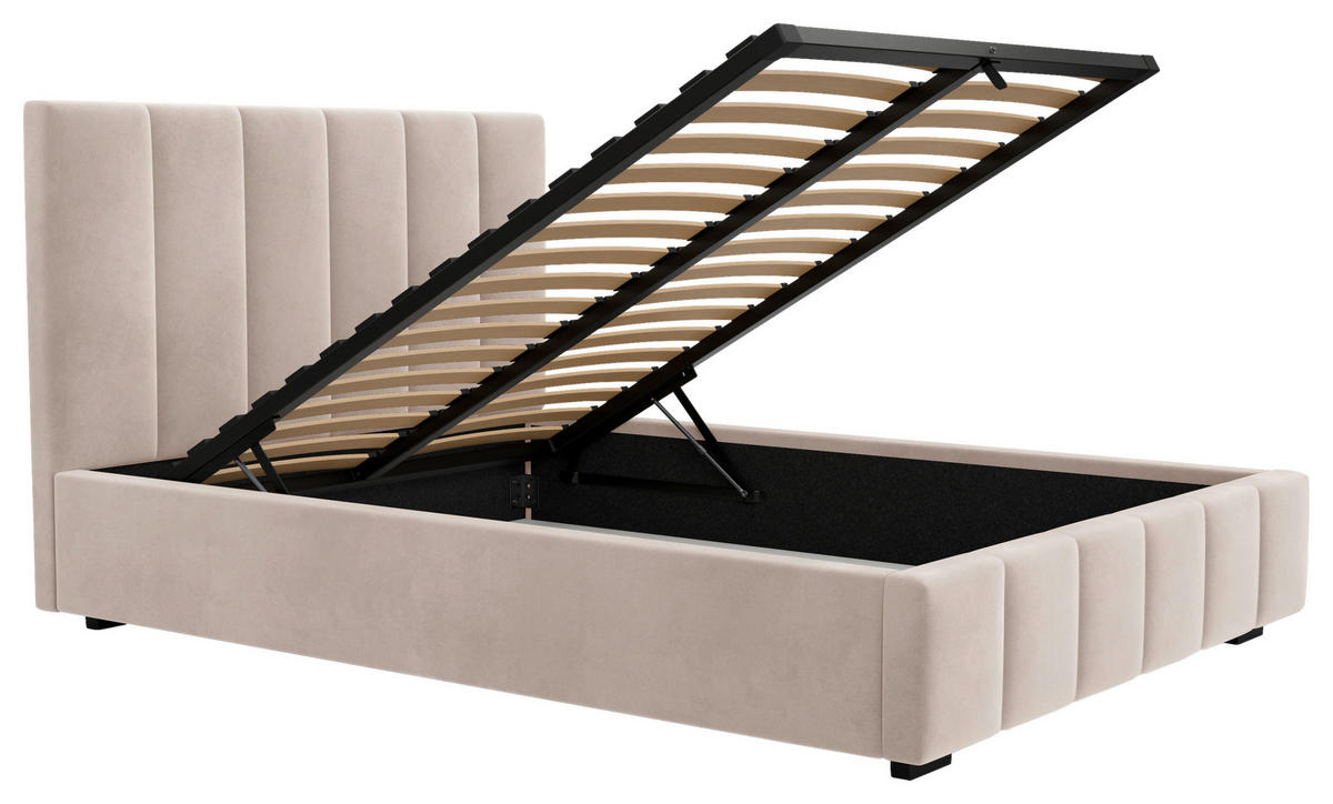POLSTERBETT Lattenrost, Bettkasten 200/200 cm  in Beige  - Beige/Schwarz, Design, Holz/Kunststoff (200/200cm) - Boxxx