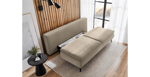 BOXSPRINGSOFA Flachgewebe Hellbraun - Hellbraun/Schwarz, KONVENTIONELL, Textil/Metall (204/93/100cm) - Novel