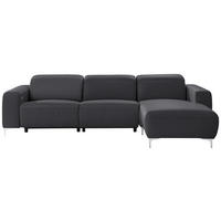 ECKSOFA in Echtleder Dunkelgrau, Fango  292/177 cm  - Chromfarben/Fango, Design, Leder/Metall (292/177cm) - Pure Home Lifestyle