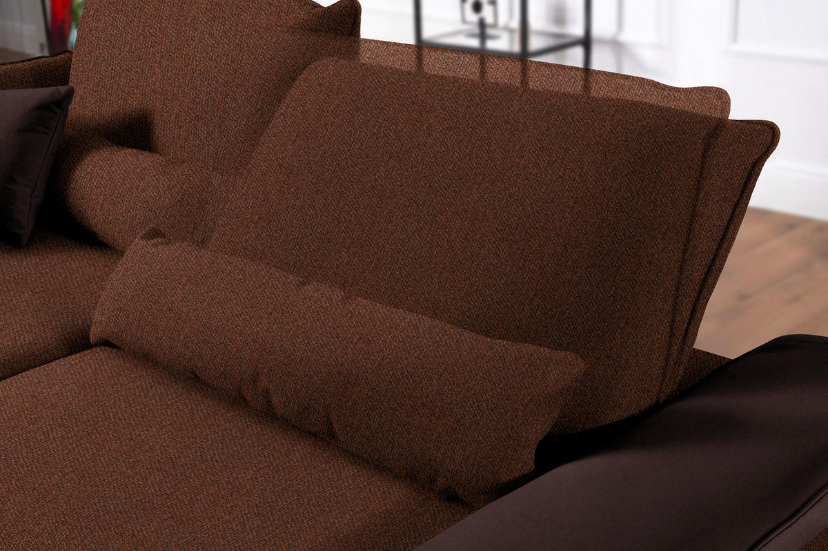 ECKSOFA in Flachgewebe Kupferfarben  - Schwarz/Kupferfarben, Design, Textil/Metall (273/191cm) - Moderano