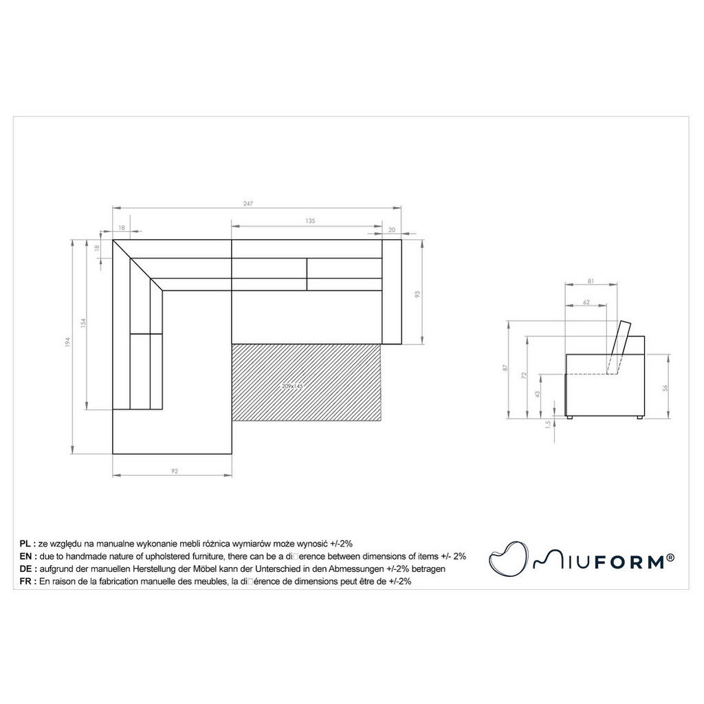 Thumbnail - Mid.you Ecksofa, Dunkelgrau, Textil, Struktur, 6-Sitzer, L-Form, 246x194 cm, Made in EU, Oeko-Tex® Standard 100, Bettkas...