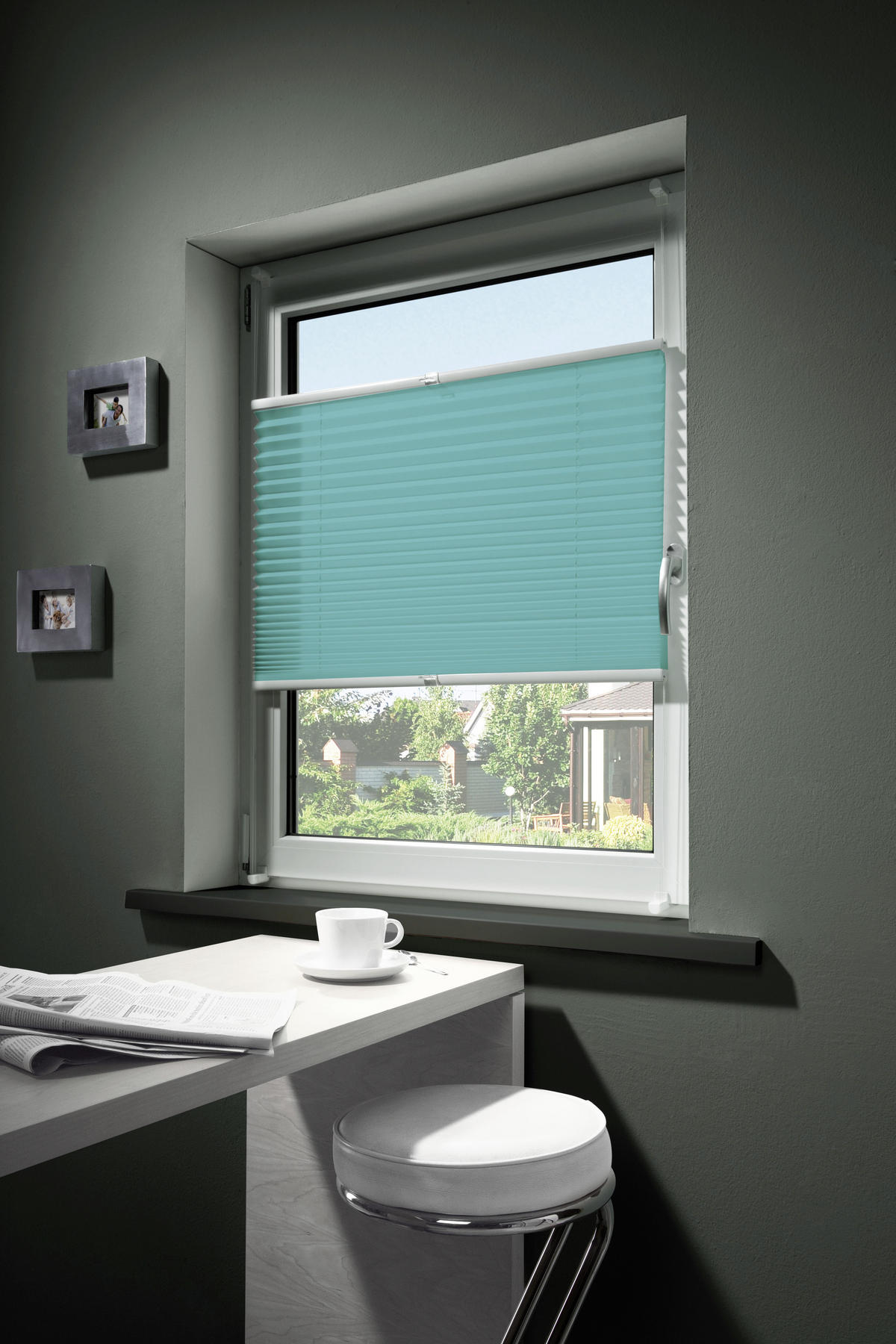 PLISSEE  halbtransparent   60/130 cm   - Blau, Basics, Textil (60/130cm)