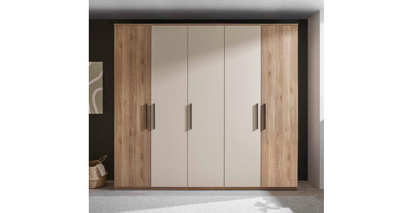 DREHTÜRENSCHRANK 250,8/227,7/60 cm 5-türig Eichefarben, Kaschmir - Kaschmir/Eichefarben, Design, Holzwerkstoff/Metall (250,8/227,7/60cm) - Xora