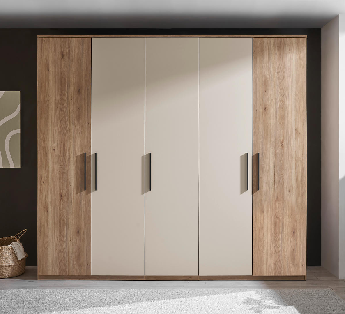 DREHTÜRENSCHRANK in Eichefarben, Kaschmir  - Kaschmir/Eichefarben, Design, Holzwerkstoff/Metall (250,8/227,7/60cm) - Xora