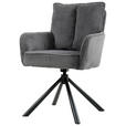 ARMLEHNSTUHL  Stoffauswahl, Sitzfläche 360° drehbar, inklusive Armlehnen Cord  - Dunkelgrau/Schwarz, Design, Textil/Metall (61/90/67cm) - Carryhome