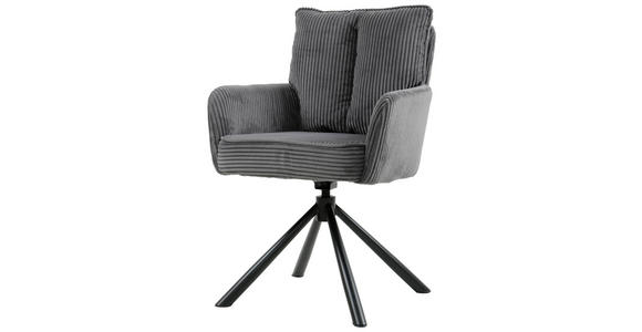 ARMLEHNSTUHL in Eisen Cord - Dunkelgrau/Schwarz, Design, Textil/Metall (61/90/67cm) - Carryhome