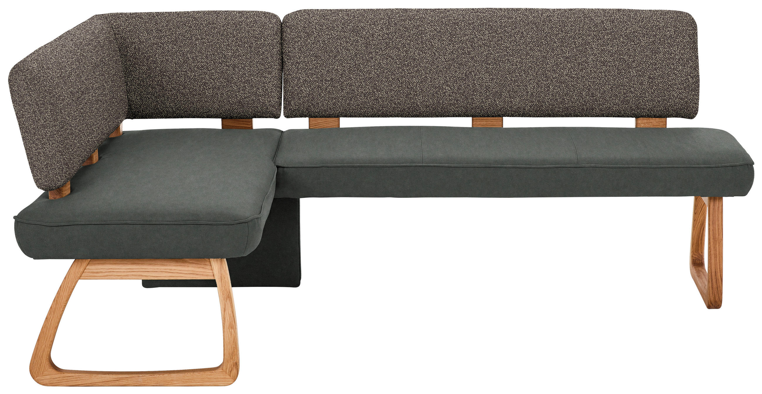 ECKBANK 155/208 cm Webstoff, Mikrofaser Grau, Dunkelgrau Eiche vollmassiv   - Dunkelgrau/Grau, KONVENTIONELL, Holz/Textil (155/208cm) - Venda