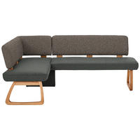 ECKBANK 155/208 cm Webstoff, Mikrofaser Grau, Dunkelgrau Eiche vollmassiv   - Dunkelgrau/Grau, KONVENTIONELL, Holz/Textil (155/208cm) - Venda