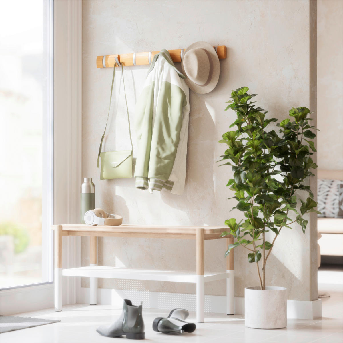 WANDGARDEROBE  in Esche Naturfarben  - Naturfarben, Design, Holz/Kunststoff (6,4/3,2/81,3cm) - Umbra