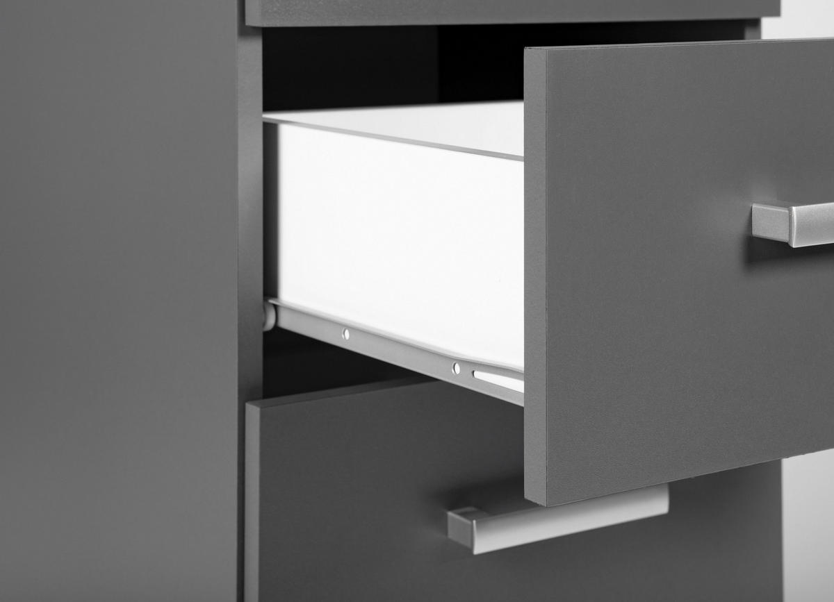 KOMMODE  in  - Silberfarben/Graphitfarben, Basics, Holzwerkstoff/Metall (41,2/40/91,50cm) - MID.YOU