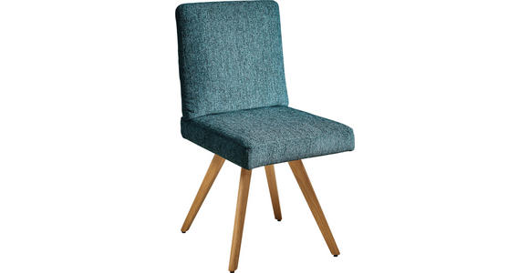 STUHL  in Flachgewebe Holz, Textil  - Eichefarben/Hellblau, Design, Holz/Textil (46/94/58cm) - Dieter Knoll