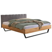 BETT 140/200 cm  in Anthrazit, Buchefarben  - Anthrazit/Buchefarben, KONVENTIONELL, Holz/Textil (140/200cm) - Hasena