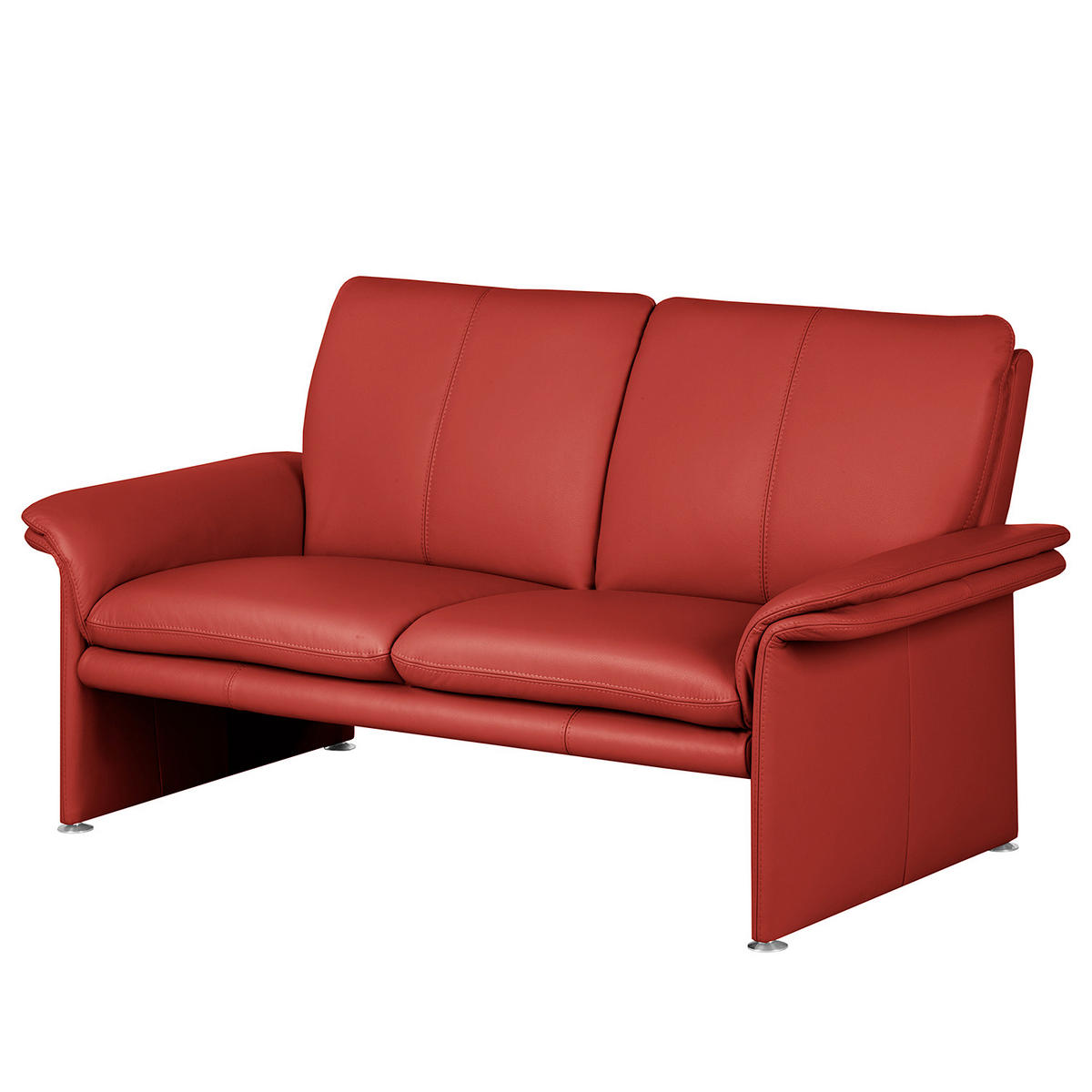 2-SITZER-SOFA Rot Echtleder  - Silberfarben/Rot, Design, Leder/Metall (164/90/88cm) - Livetastic