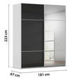 SCHWEBETÜRENSCHRANK  in Grau, Schwarz  - Schwarz/Grau, KONVENTIONELL, Glas/Holzwerkstoff (181/223/68cm) - Novel